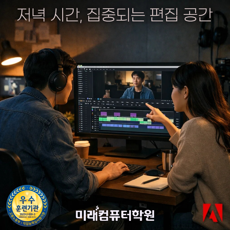  부산영상편집학원-유튜브 영상편집 제대로 배우기! 프리미어·에프터이펙트로 광고영상까지 한 번에