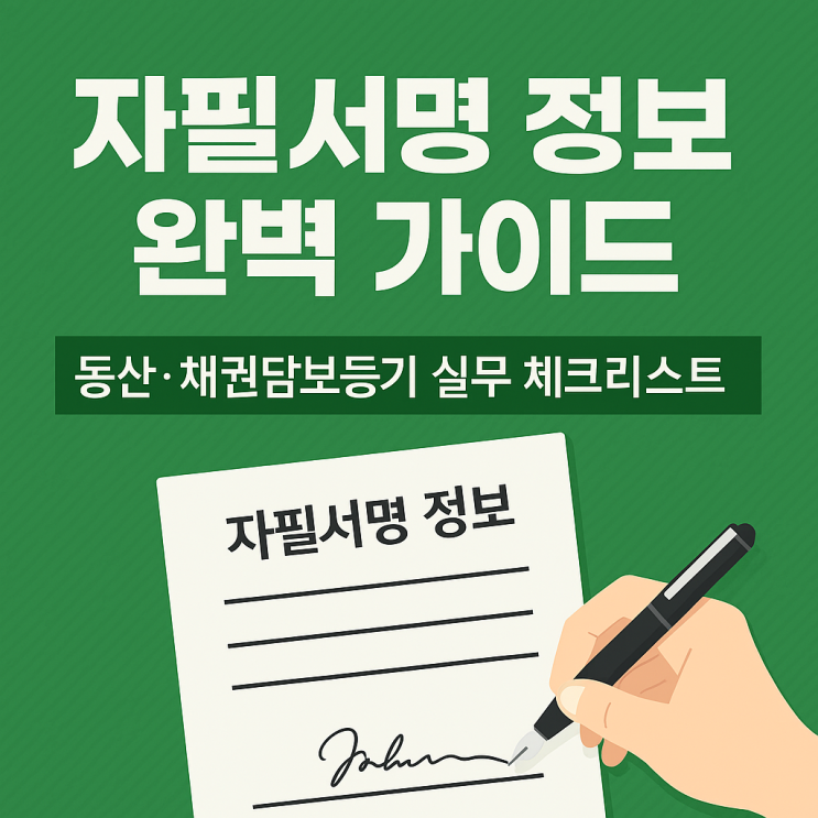  등기 시 자필서명 정보 완벽 가이드: 동산·채권담보등기 실무 체크리스트
