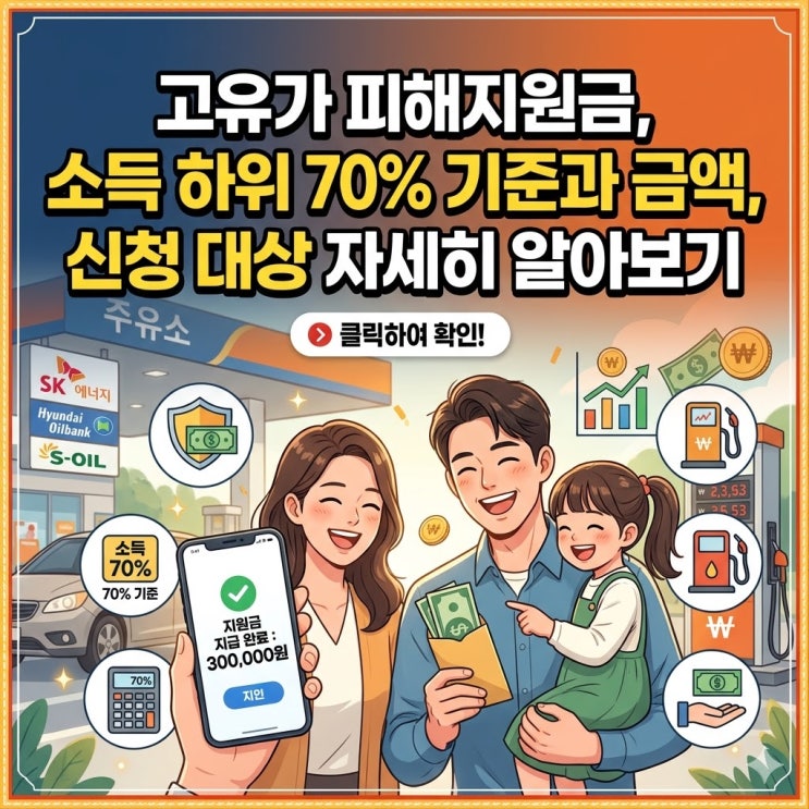  고유가 피해지원금, 소득 하위 70% 기준과 금액, 신청 대상 자세히 알아보기