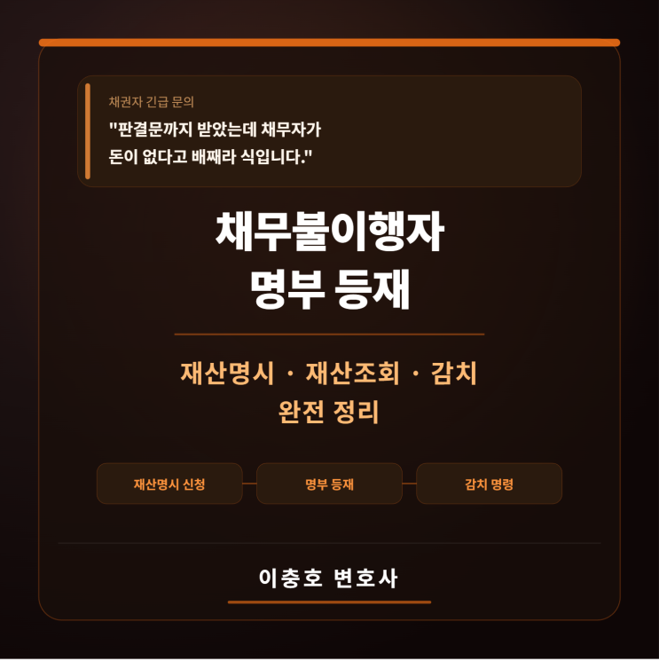  "판결문까지 받았는데 채무자가 돈이 없다고 배째라 식입니다."채무불이행자 명부 등재, 재산명시