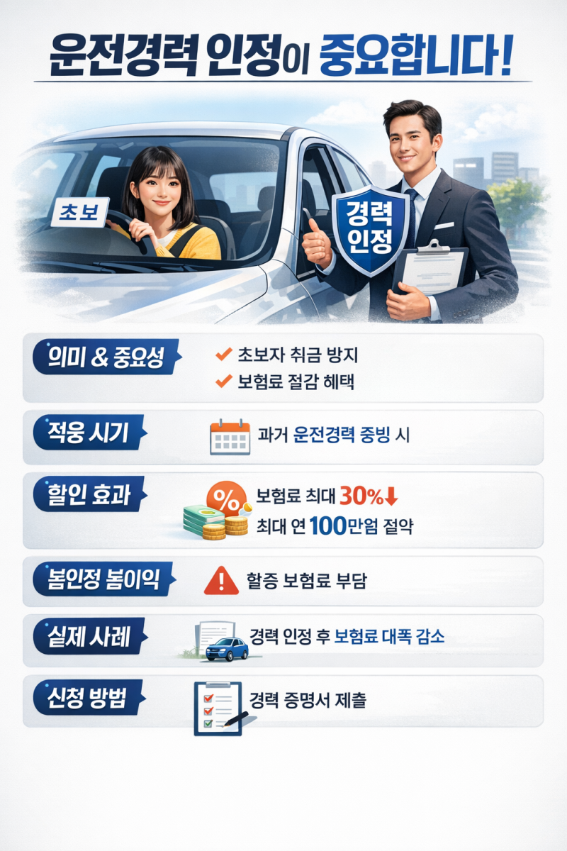 자동차보험 가입 시 운전경력(가입경력) 인정의 모든 것