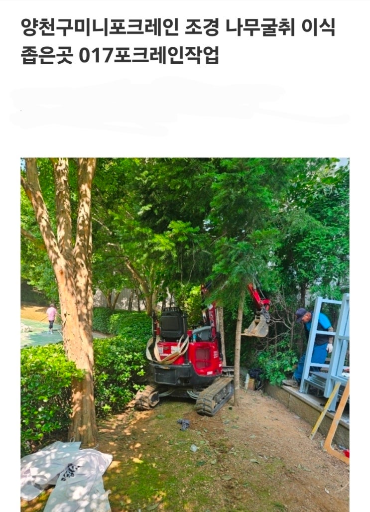  양천구미니포크레인 나무심고 정화조묻고 배관관로매설한 실제작업후기(허니미니중기)