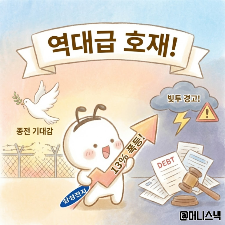 종전 기대감에 삼성전자 주가 13% 폭등! 역대급 호재와 빚투 경고
