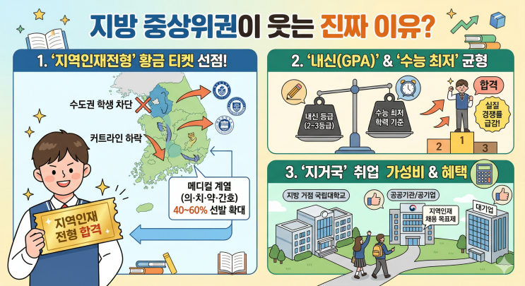  [입시분석] "인서울 vs 지거국, 고민되시죠?" 지방 중상위권이 반드시 잡아야 할 '틈새 전략' 3가지