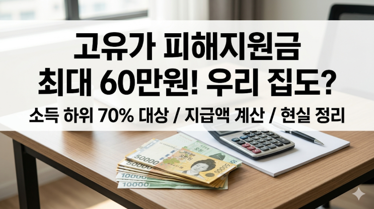  고유가 피해지원금 60만원 대상 및 신청액 계산, 4인 가구 직장인 현실 정리