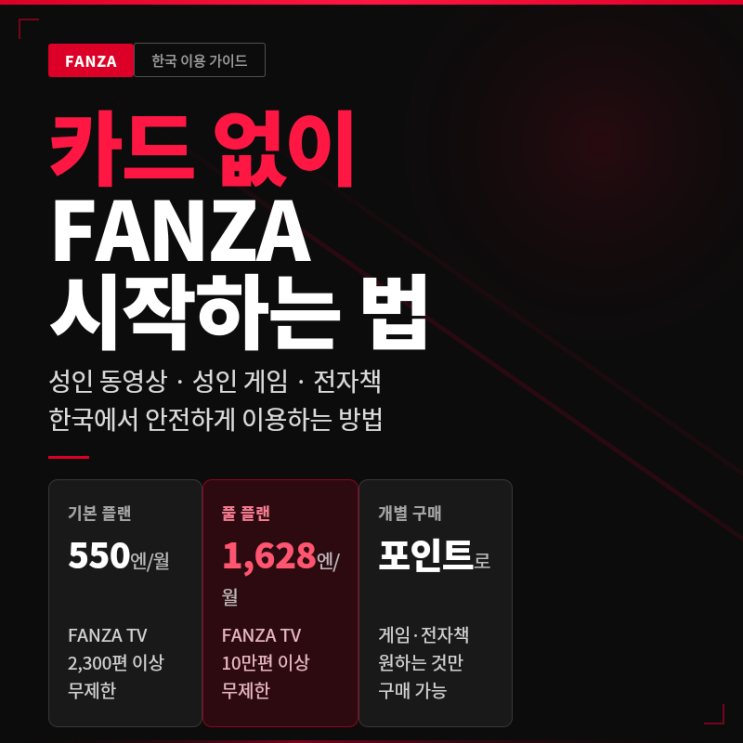  FANZA TV·FANZA 성인 게임 한국에서 쓰는 법 | 2,300편 vs 10만편 요금제 차이까지
