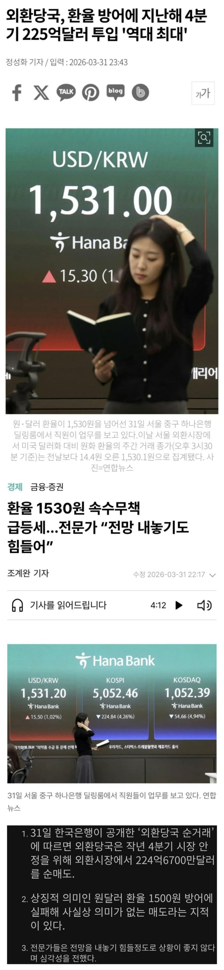  환율방어에 '34조' 증발,만전문가도 포기 상태