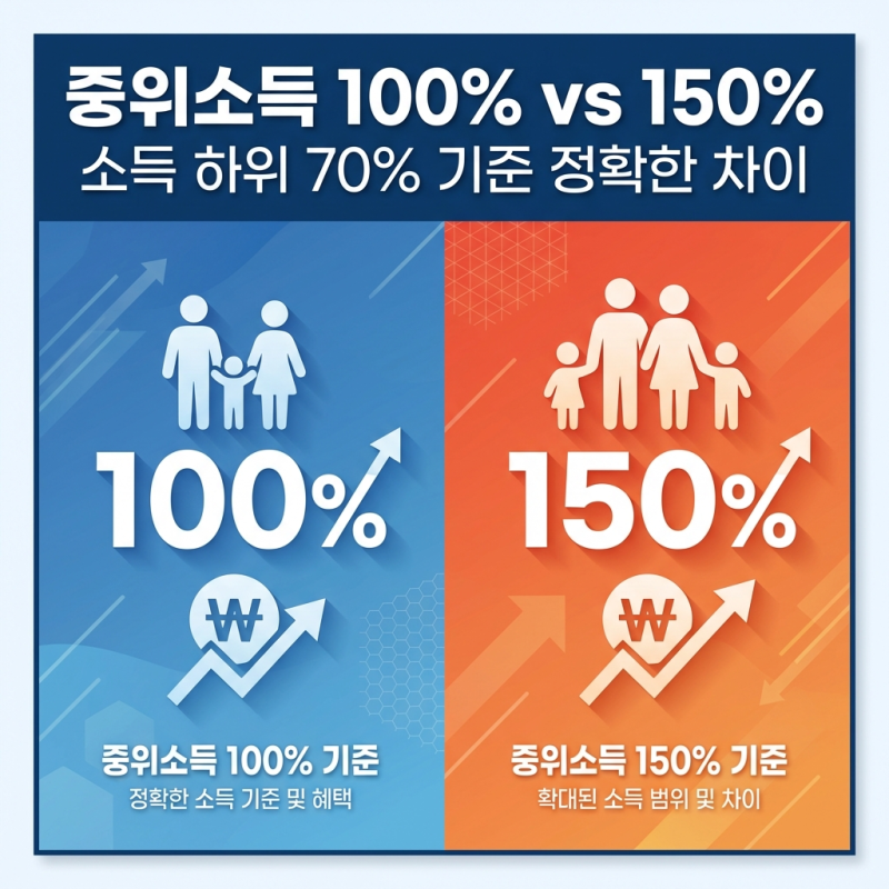 100% vs 150%, 소득 하위 70% 기준 정확한 차이는 이렇습니다