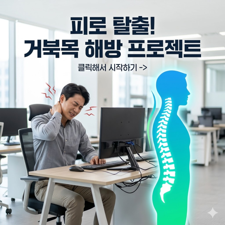  뒷목 뻐근할 때 거북목 일자목 교정 운동 안 하면 큰일납니다
