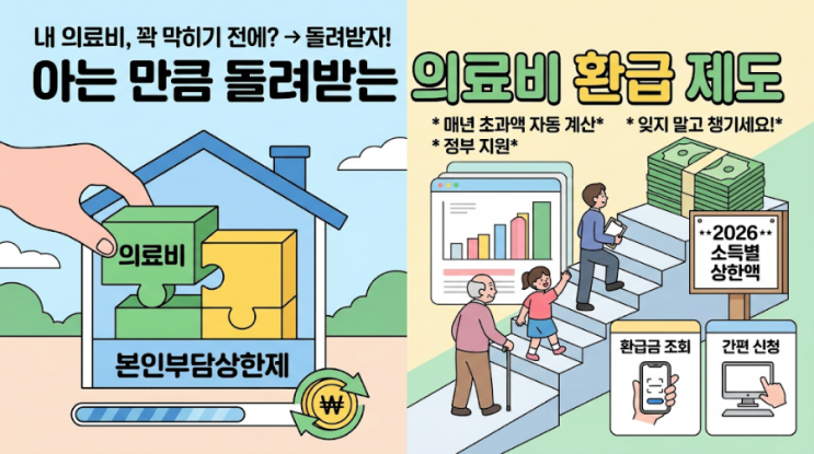  과도한 병원비 걱정 끝! 2026년 본인부담상한제 완벽 정리 (환급금 조회 및 신청 방법)