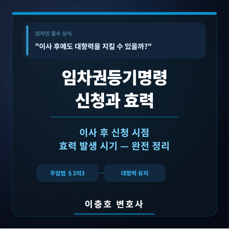  이사 후 임차권등기명령 신청 및 효력 발생 시점