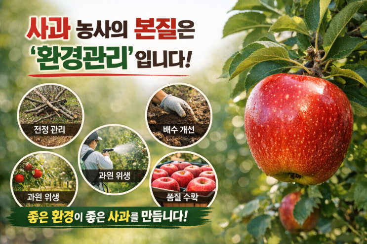   사과 농사의 본질은 ‘환경관리’입니다 – 생산성을 좌우하는 과원 환경관리 전략 – 사과 농사는 단순한 재배 기술이 아닙니다.