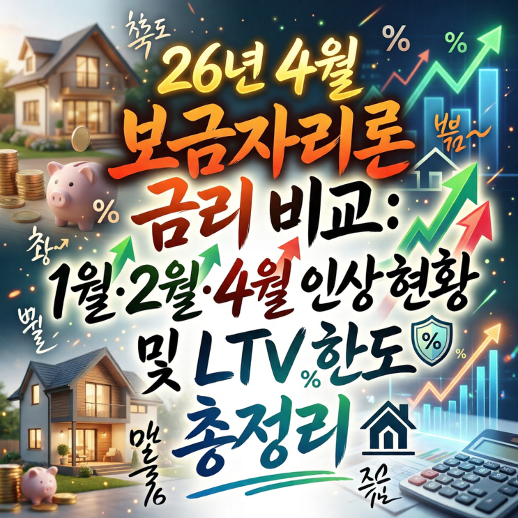  26년 4월 보금자리론 금리 비교: 1월·2월·4월 인상 현황 및 LTV 한도 총정리