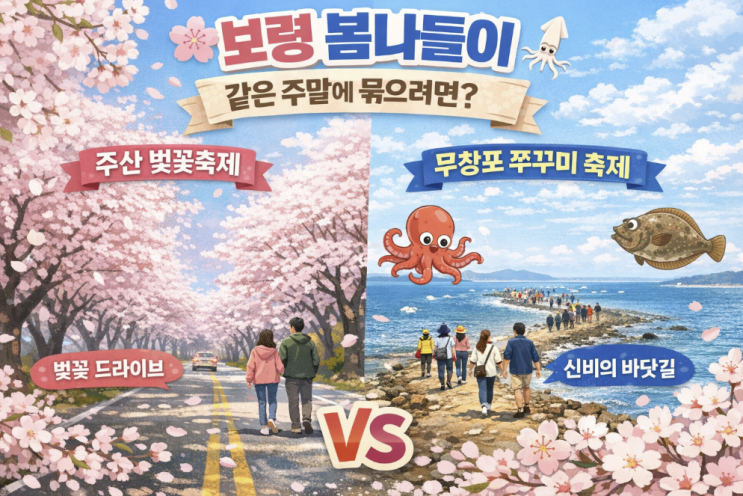  보령 주산 벚꽃축제·무창포 쭈꾸미축제, 같은 주말로 묶으려면 순서가 달라요
