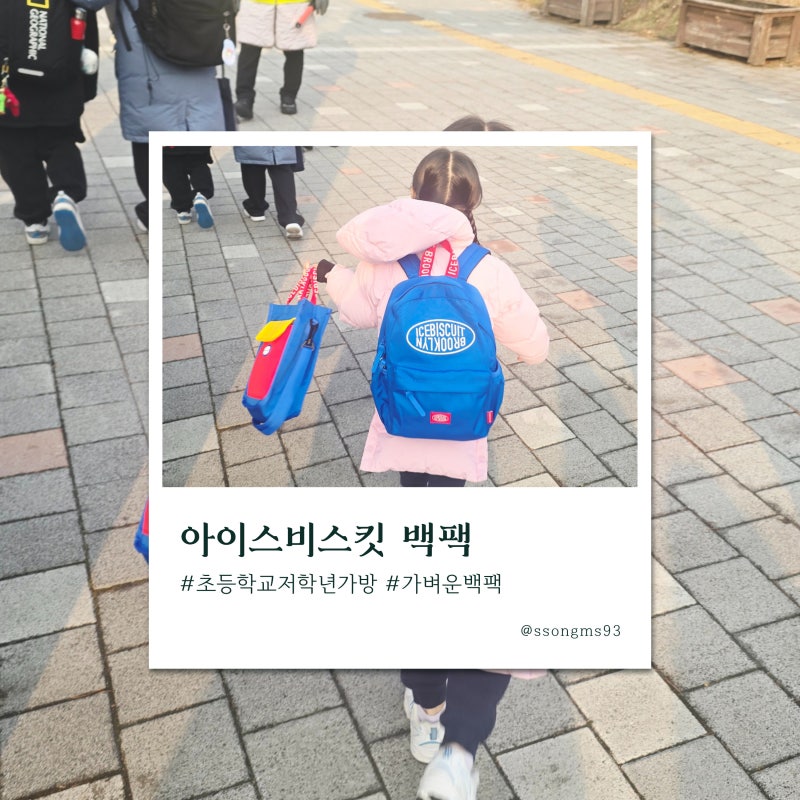 초등학교1학년 아이스비스킷 백팩 가볍고 이뻐 (한달사용후기)