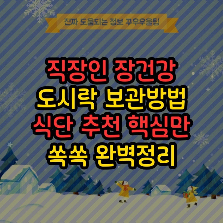 직장인 장건강 도시락 보관방법 식단 추천 핵심만 쏙쏙 완벽정리