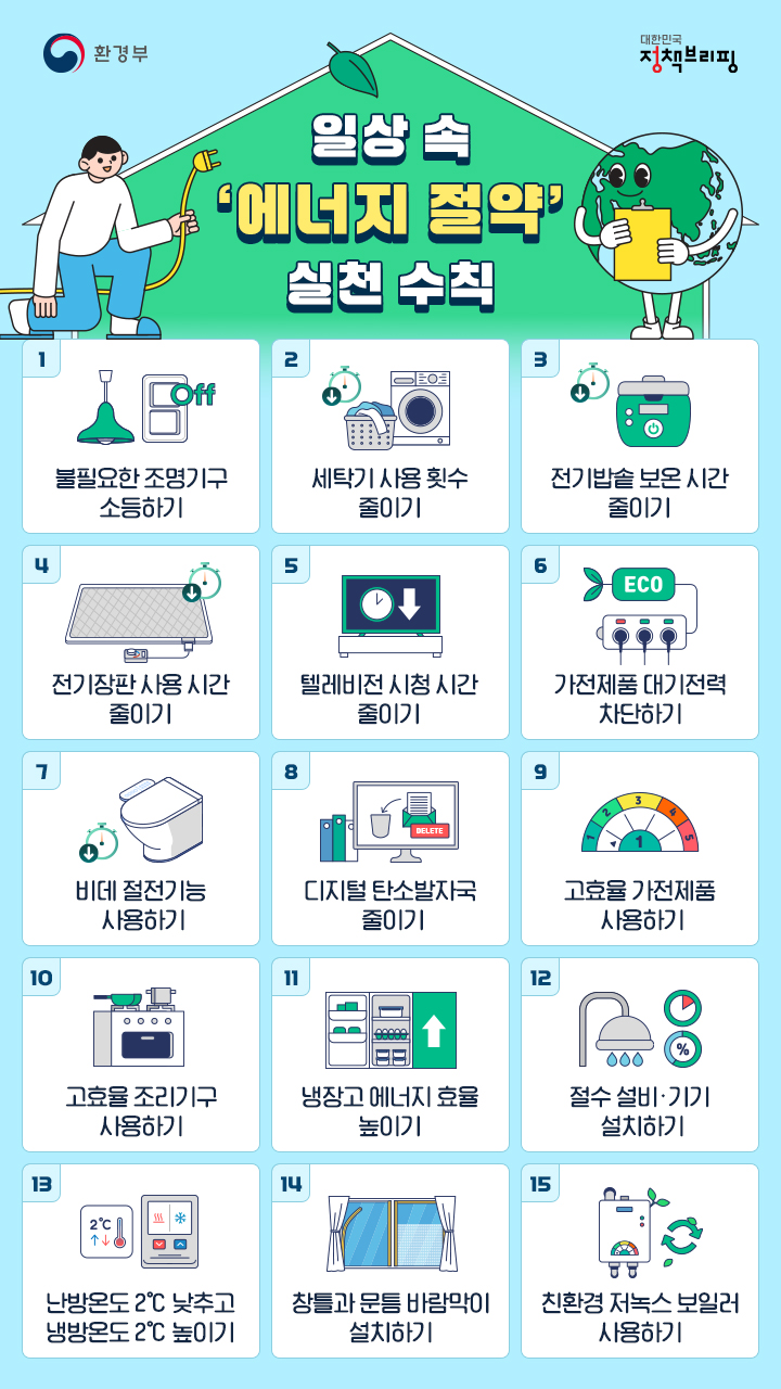  [탄소중립] ① 일상 속 '에너지 절약' 실천 수칙 | 대한민국 정책 프리핑