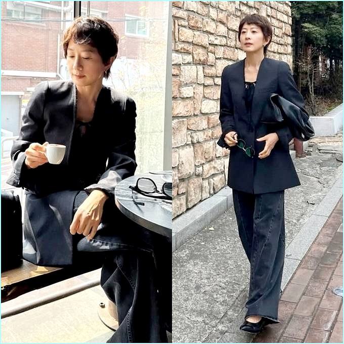  58세 김희애, 까페 인스타 찢어버린 마르지엘라 블랙 셋업
