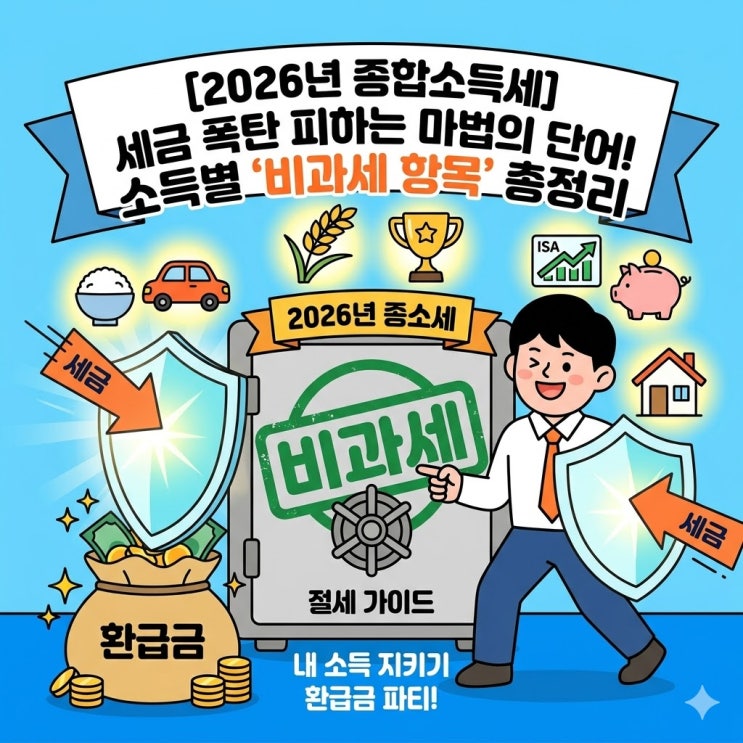  [2026년 종합소득세] 세금 폭탄 피하는 마법의 단어! 소득별 '비과세 항목' 총정리