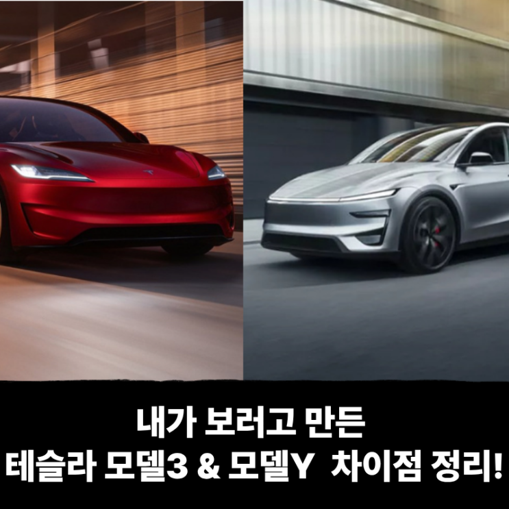  제가 보려고 만든 테슬라 모델3 & 모델Y 장기렌트 리스 차이점 정리!