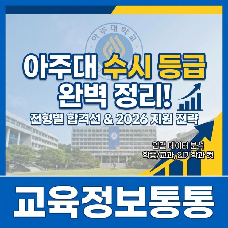  2026학년도 아주대 수시 등급 컷 완벽 정리! 전형별 합격선 및 지원 전략