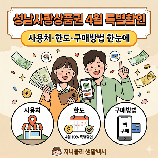 성남사랑상품권 4월 특별할인, 사용처·한도·구매방법 한눈에