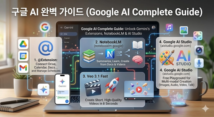  제미나이 활용법 (구글 연동, 노트북 LM, AI 스튜디오 등)