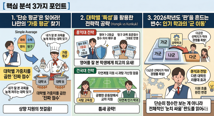  "건동홍 점수로 중경외시 합격?" 2026 정시, 점수 뒤집는 '가중치'의 마법