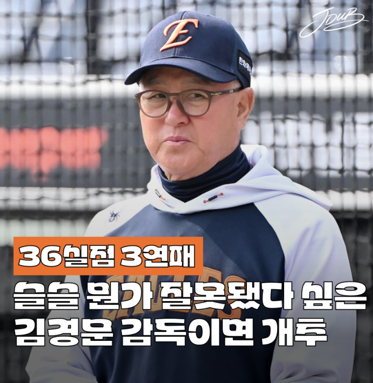 "3경기 36실점" 홈에서 충격 <b>스윕</b>패 한화 이글스! 김경문 감독님... 