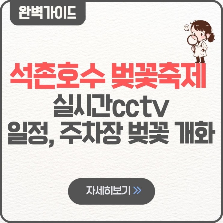  석촌호수 벚꽃축제 실시간cctv 벚꽃 개화 일정 날짜 주차장 2026 가이드 송파구