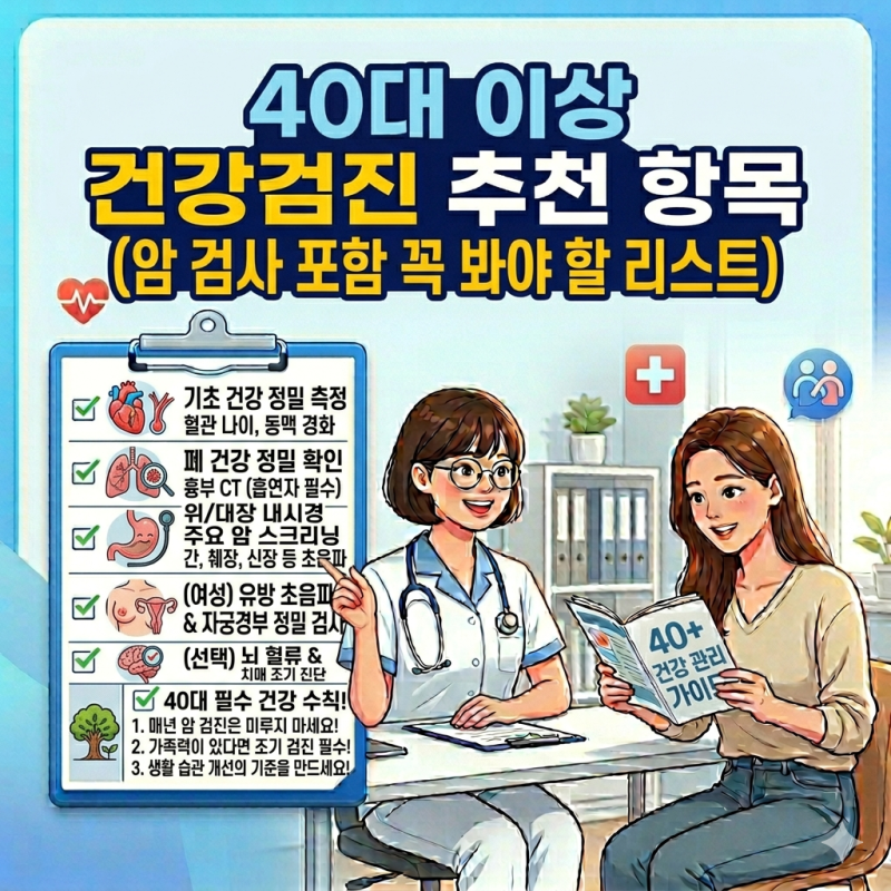 40대 이상 건강검진 필수 항목 (암 검사 포함 꼭 봐야 할 리스트)