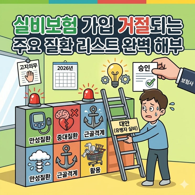  2026년 최신 실비보험 가입 거절되는 주요 질환 리스트 완벽 해부 (당뇨, 고혈압 심사 기준)