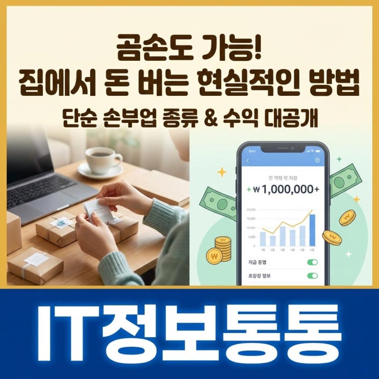  집에서 돈 버는 현실적인 방법! 곰손도 가능한 단순 손부업 종류와 수익 공개