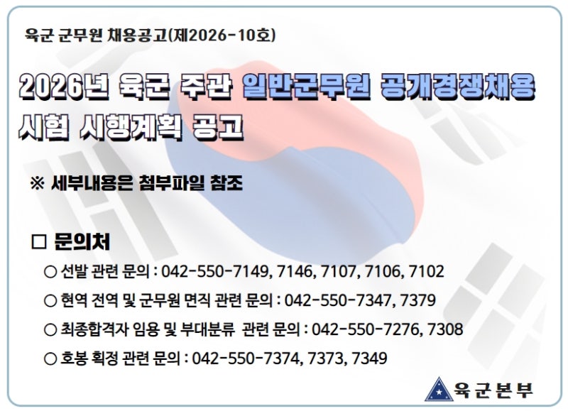 2026 육군 주관 일반 군무원 채용 공고 확인하세요 [영어 한국사 점수 기준 7급 9급 접수 일정 ....