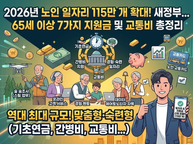 65세 이상 주목! 2026년 노인 일자리 115만 개 & 새 정부 7가지 지원금 총정리 (Q&A)