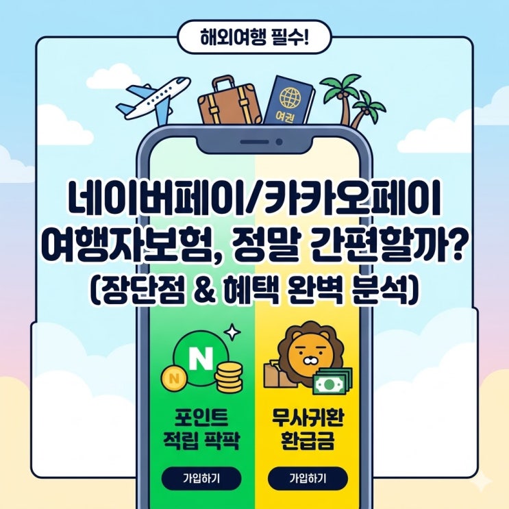  [2026년 최신] 네이버페이 vs 카카오페이 해외여행자보험 완벽 비교 및 장단점 분석