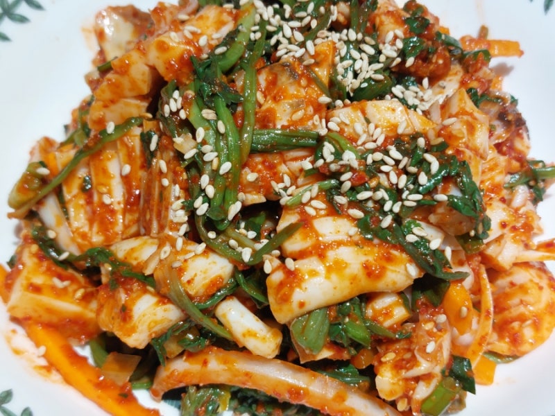 갑오징어 미나리 초무침 만드는 법, 엄마 손맛! 갑오징어 미나리 초무침 만들기 효능 초간단 ....