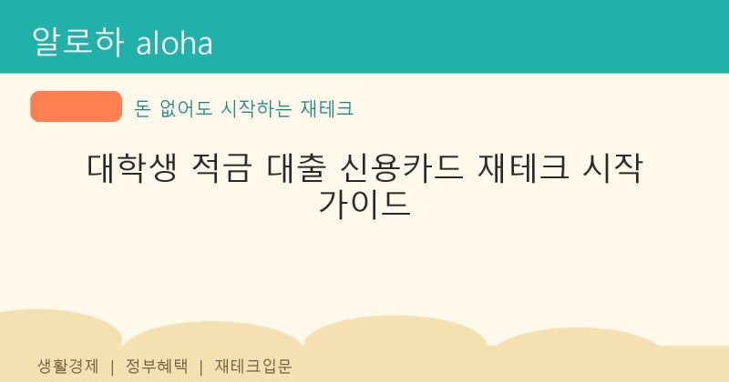 대학생 적금 추천과 대학생 대출 신용카드까지 돈 없는 대학생도 할 수 있는 재테크 완전 정....