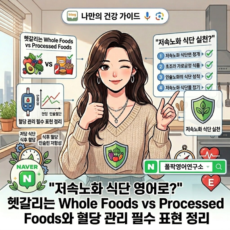 저속노화 식단 영어로? 헷갈리는 Whole Foods vs Processed Foods와 혈당 관리 필수 표현 정리