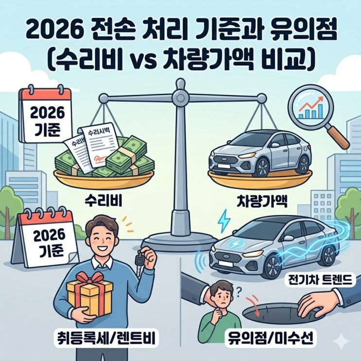  2026 자동차 수리비가 차량가액보다 높을 때? 전손 처리 완벽 가이드