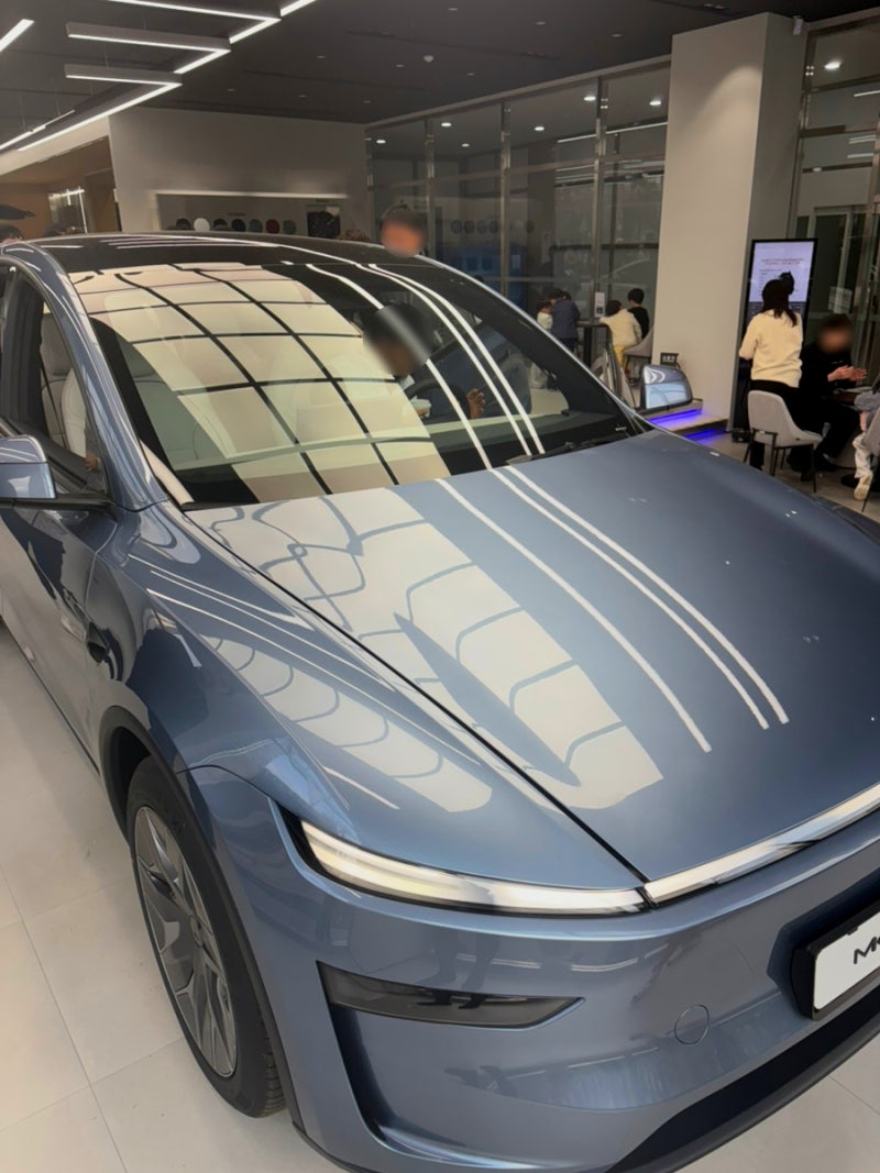 [테슬라 모델 Y L] Tesla 구경 갔다가 2시간 삭제된 후기+글레이셔 블루 색상 실물 리뷰