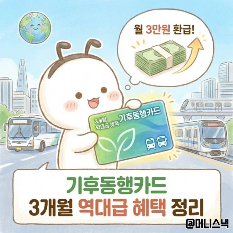 월 3만원 환급! 기후동행카드 3개월 역대급 혜택 정리