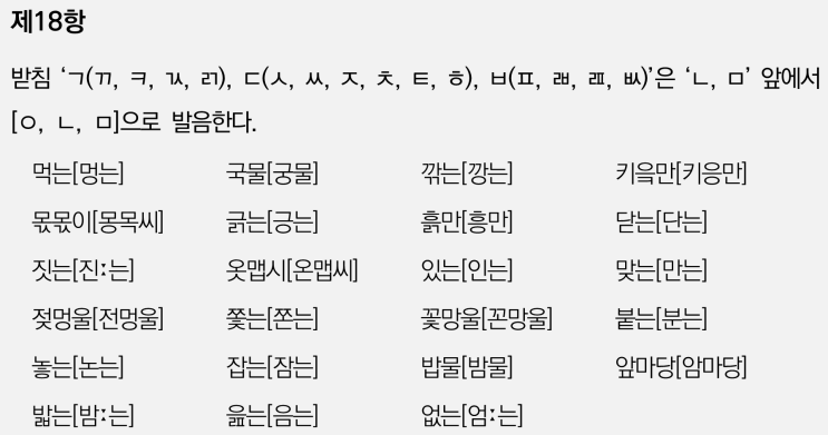  [문법 설명] 음운의 변동 - 변동 환경과 이유, 비음화