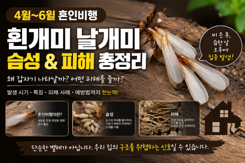 4월~6월 혼인비행을 하는 흰개미 날개미의 습성과 피해 총정리