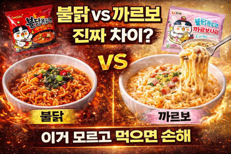 불닭볶음면 vs 까르보나라 직접 먹어보니 진짜 차이 이겁니다