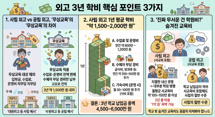  "외고 3년 학비, '억' 소리 날까? 공립 vs 사립 1인당 평균 교육비 전격 비교"