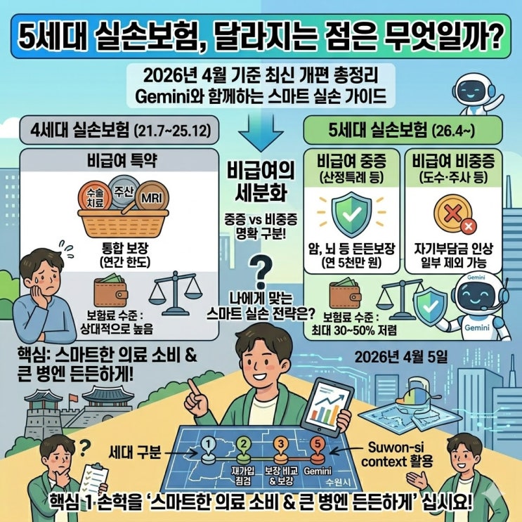  5세대 실손보험 장단점 및 핵심 차이점 비교 (도수치료, 비급여, 임신 보장 팩트체크)