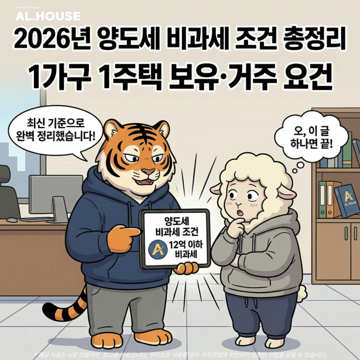  양도세 비과세 조건 1가구 1주택 보유 거주 요건 총정리 2026