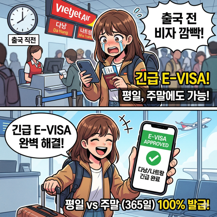  다낭 나트랑 비자 긴급 평일 vs 주말 100% 발급 365일 가능
