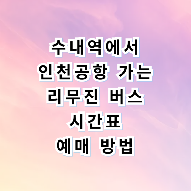수내역에서 인천공항 공항 버스 시간표 예매 꿀팁